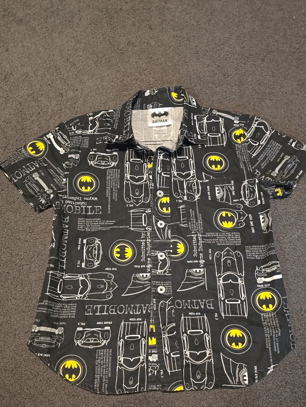 Batman Black and Yellow Short-Sleeve Button-Down Shirt